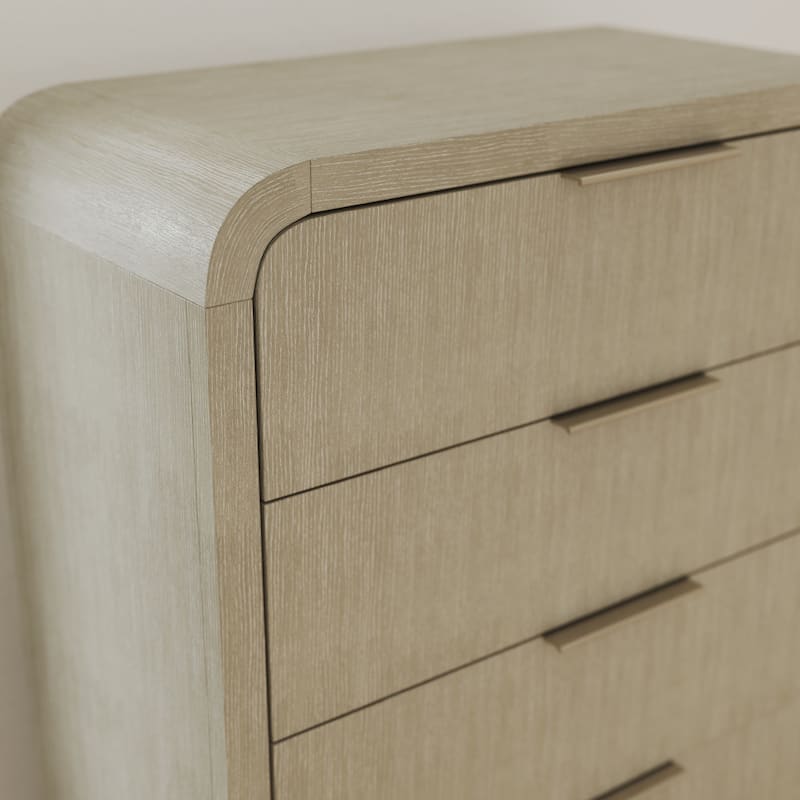 Roundhill Furniture Tavari Contemporary 5-Drawer Wood Chest, Light Gray