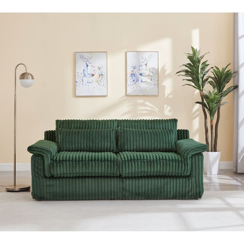 Modern Corduroy Loveseat Sofa Deep Seat Cloud Couches with Pillow Top Arms, Removable and Washable Cushion Covers