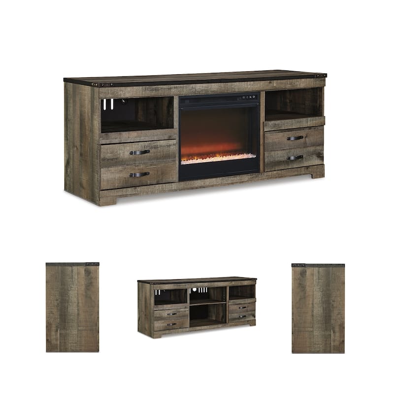 63" TV Stand with Electric Fireplace - 63.39" W x 19.61" D x 26.22" H