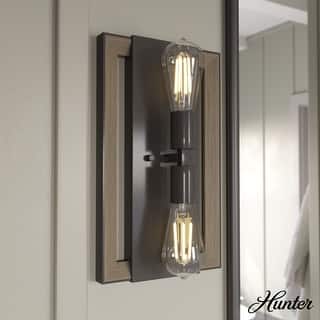 Hunter Woodburn Wall Sconce - Hallway, Bedroom, Artwork - Industrial, Rustic, Transitional - Damp Rated!