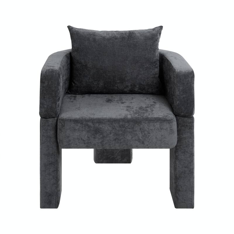 Modern 3-Leg Chenille Accent Chair with Ergonomic Arms & Removable Pillow