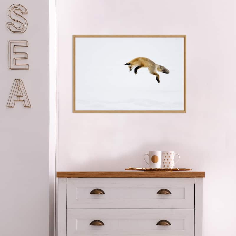Red Fox in Snow by Deborah Winchester Framed Canvas Art