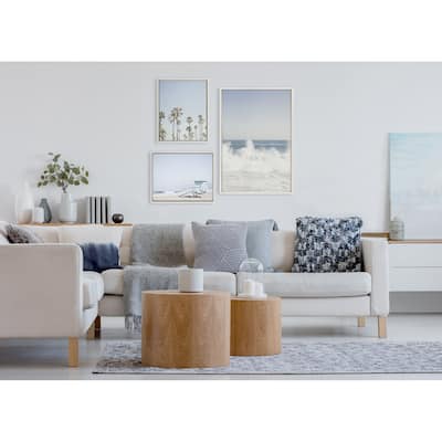 Kate and Laurel Sylvie Waves Crashing Framed Canvas by Caroline Mint