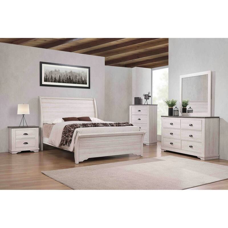 1pc Contemporary Two-Drawers Nightstand with Metal Hardware