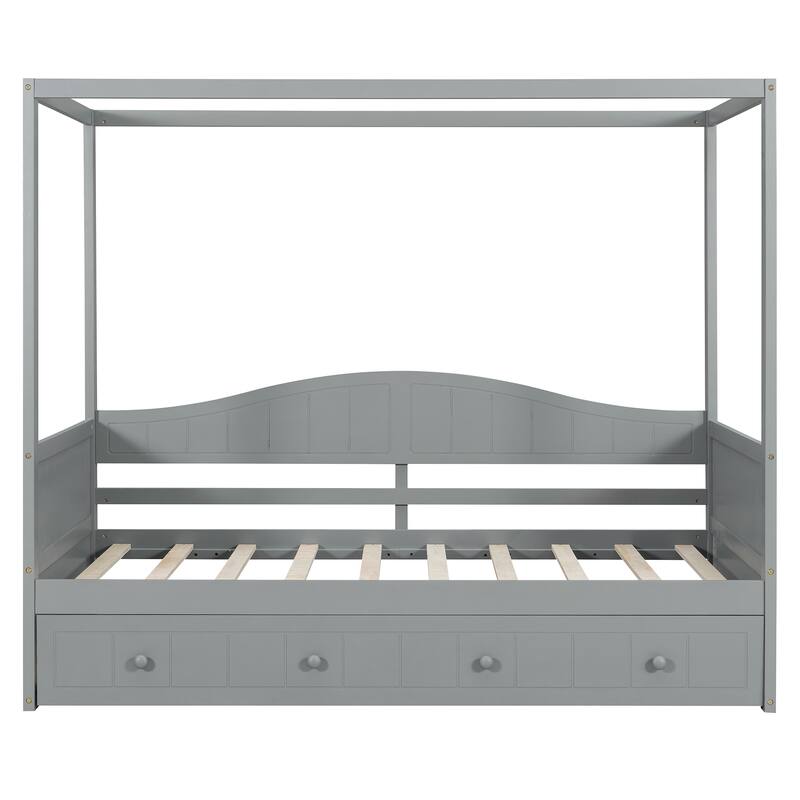 Twin Canopy Daybed with Trundle Bed, Space-Saving Design
