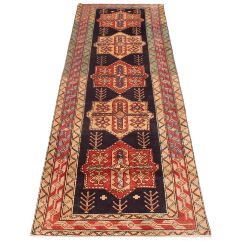 ECARPETGALLERY Hand-knotted Konya Anatolian Navy Wool Rug - 3'7 x 11'10