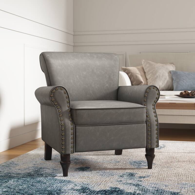 Modern Upholstered Armchair Nailhead Trim Accent Chair