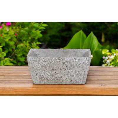 HomeRoots 9" Gray Speckle Glaze Cement Indoor Outdoor Rectangular Pot Planter