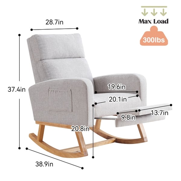 dimension image slide 9 of 12, HOMYKA Rocking Chair for Nursery with Footrest