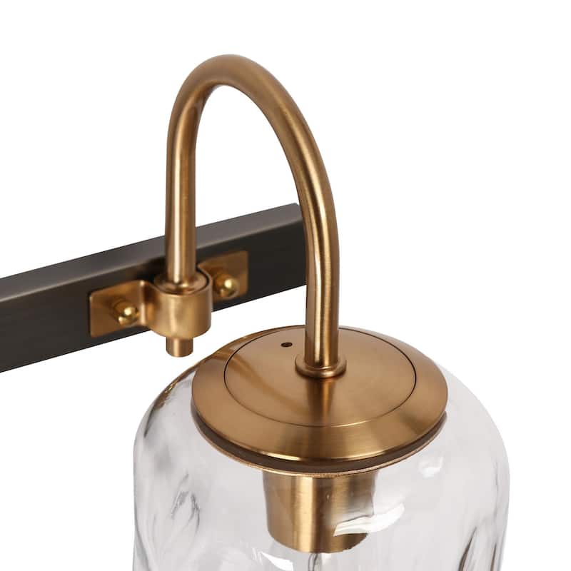 3-Light Black Gold Bathroom Vanity Light Glass Wall Sconces - L24"*W9.8"* H7.5"