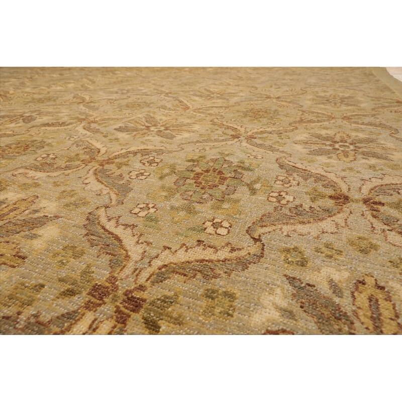 Hand Knotted Peshawar Tan,Gray Wool Traditional Oriental Area Rug - 10' 2'' x 13' 9''