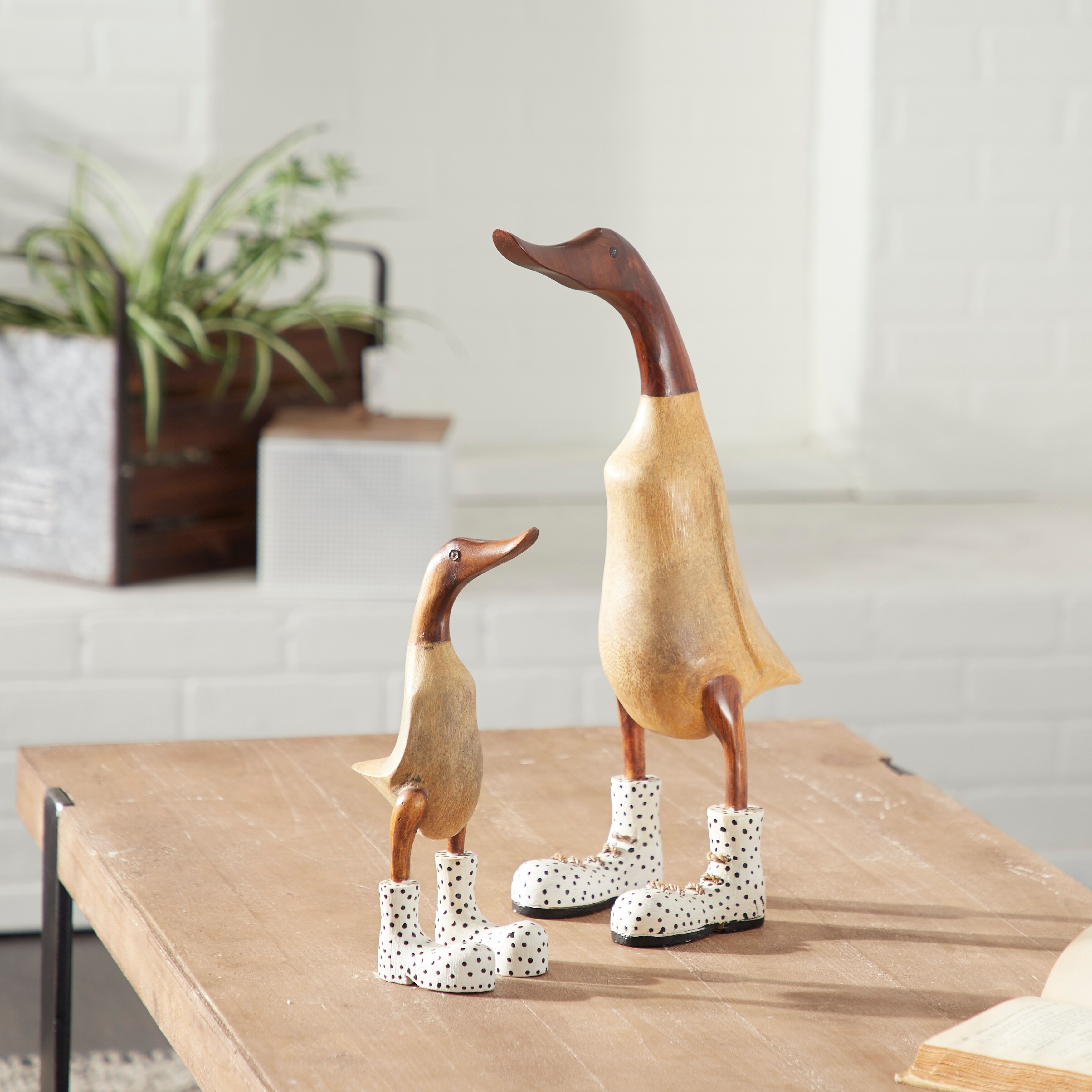 Wooden duck with rain boots hot sale