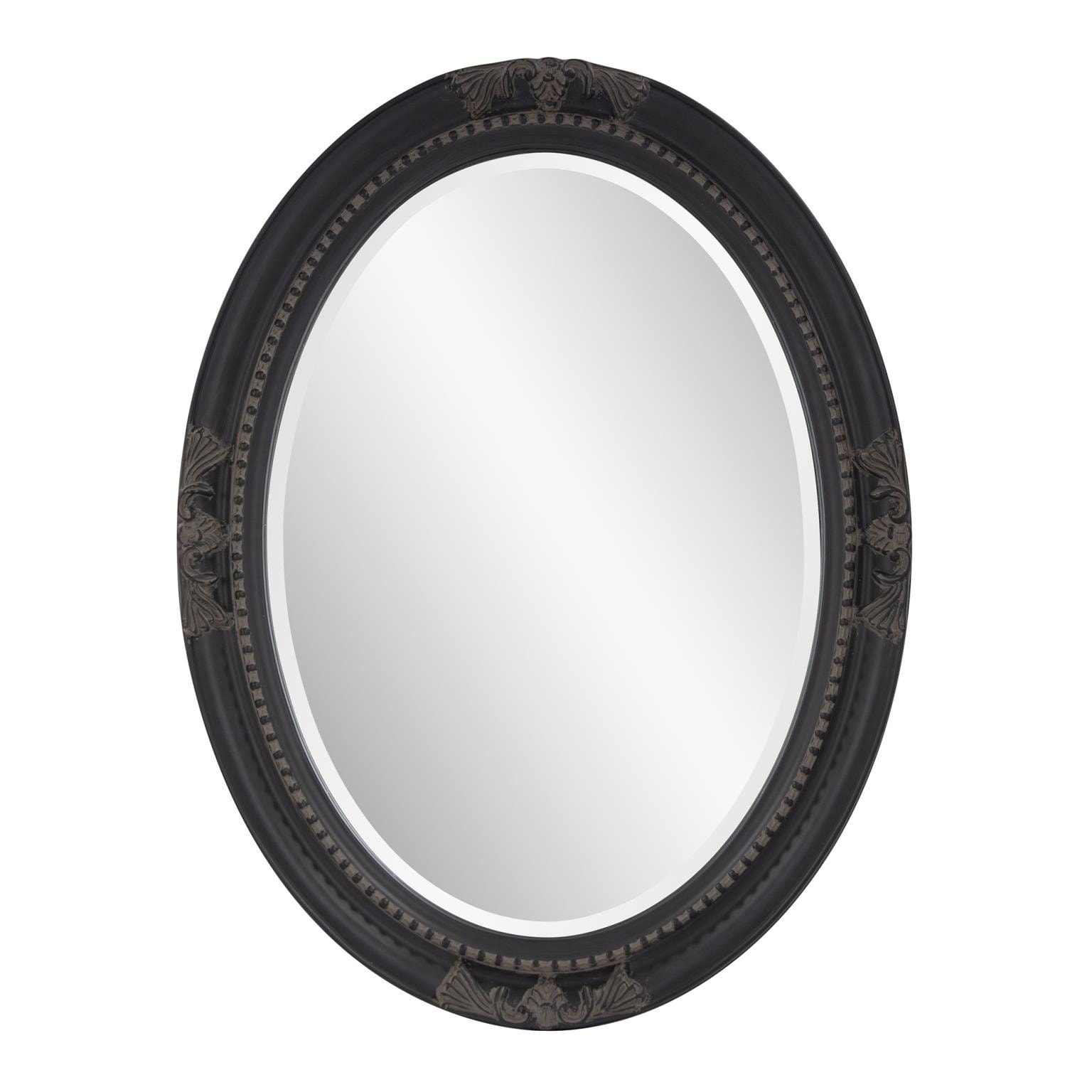 Allan Andrews Black Wood Oval Queen Ann Antique Wall Mirror