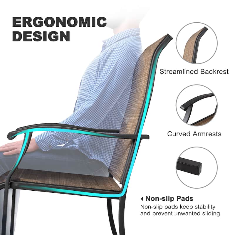 Outdoor 5-Piece Dining Set, Textilene Fabric, Powder-coated Iron Frame