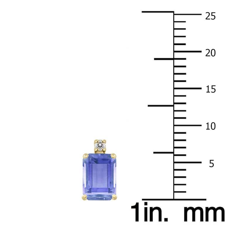 Marquee 14K Yellow Gold 6x4MM Emerald Shaped Tanzanite and Diamond Earrings
