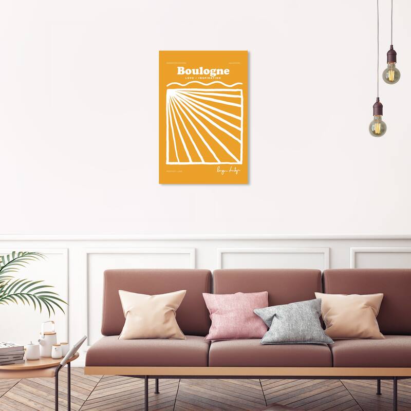 Wynwood Studio Canvas Advertising Boulogne Love Inspiration Yellow and Dark Yellow Modern & Contemporary Wall Art Canvas Print - 20 x 30