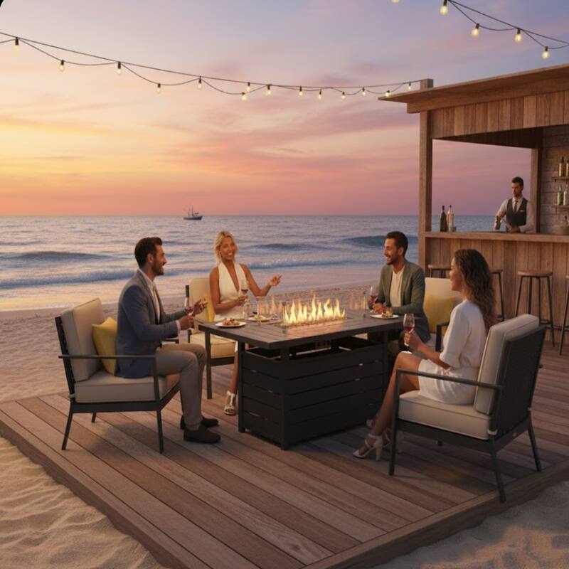 54.3" Patio Dark Grey Aluminum Fire Pit Table, 50000 BTU CSA Certified, Waterproof Cover