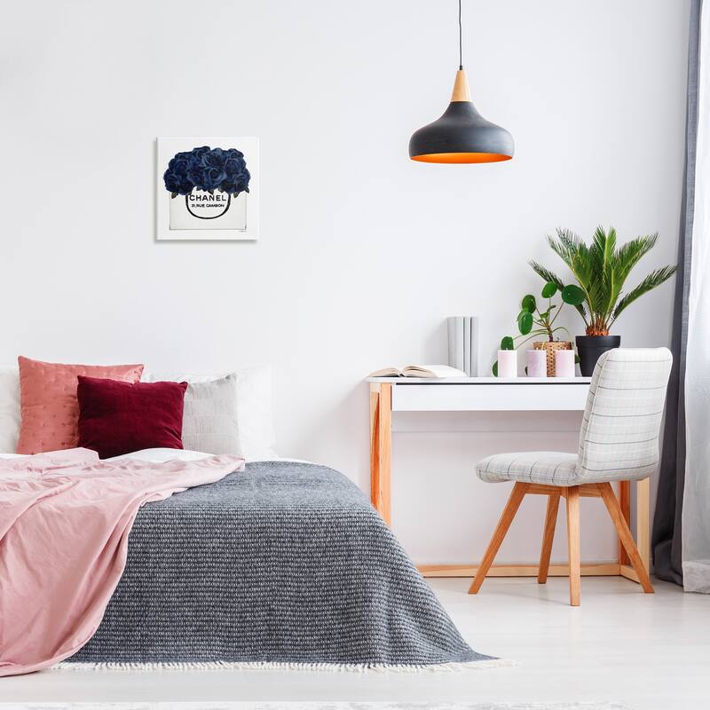 Stupell Chic Navy Blue Roses in Glam Fashion Bag Canvas Wall Art