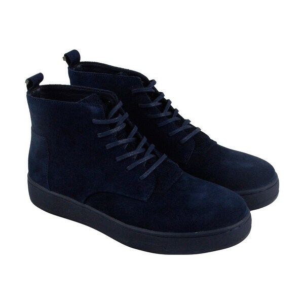 Shop Calvin Klein Natel Calf Mens Blue Suede High Top Lace