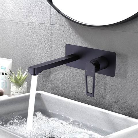 Stylish Single Handle Wall Mounted Bathroom Faucet Single Hole With Deck Plate