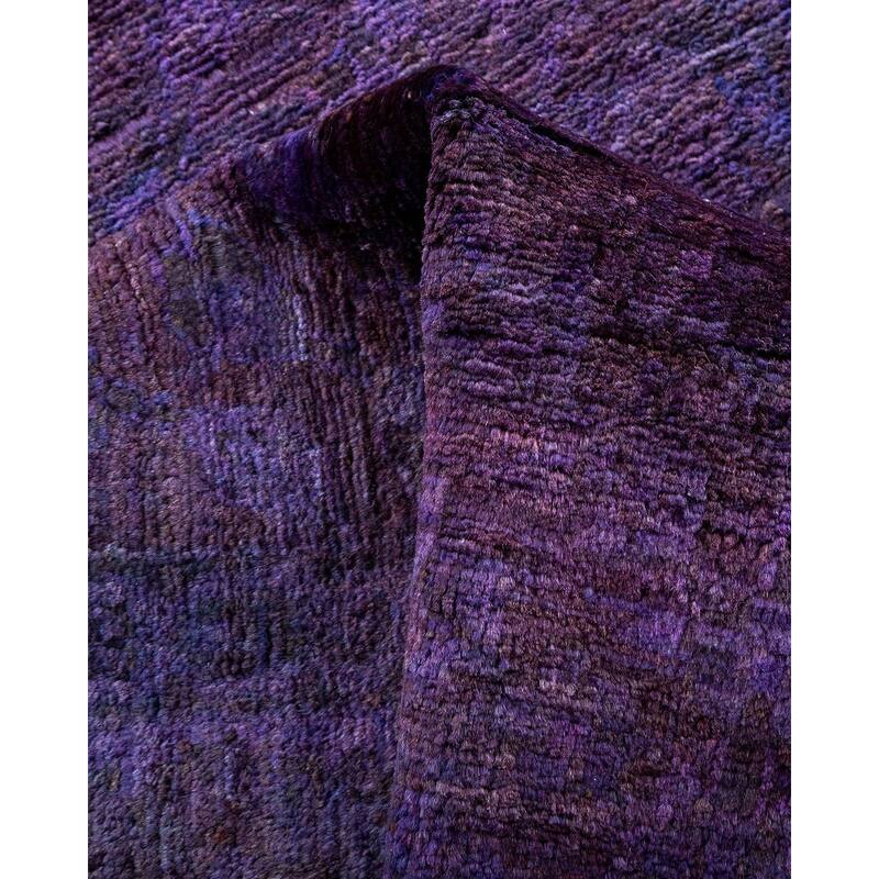 Overton Hand Knotted Wool Vintage Inspired Modern Contemporary Overdyed Purple Runner Rug - 3' 1" x 14' 10"