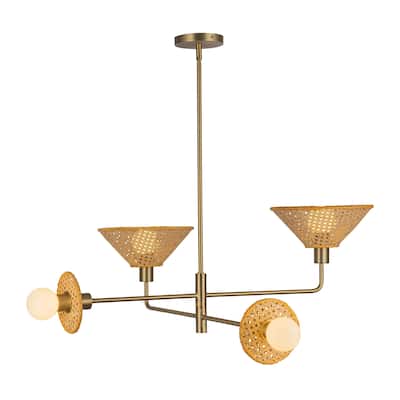 Alora Lighting CH432438 Piper 4 Light 38" Wide Chandelier with Rattan