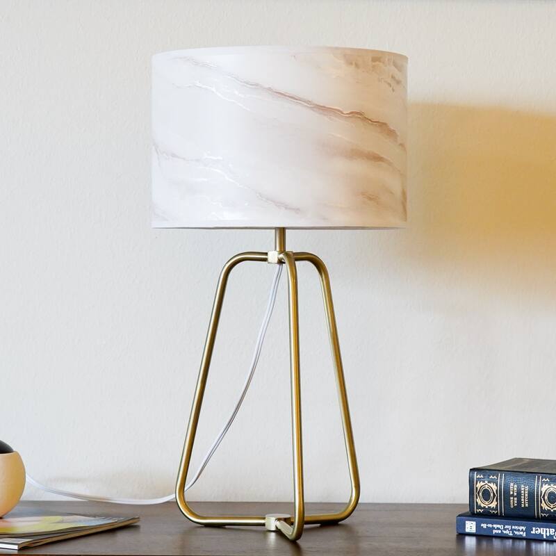 Small Modern Stylish Desk Lamp, Easy To Install, Marble Lampshade Table Lamp - Bronze 110V Metal Online Shift Switch