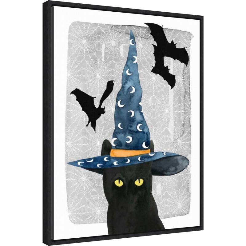 Amanti Art Black Cat II Framed Canvas Wall Art