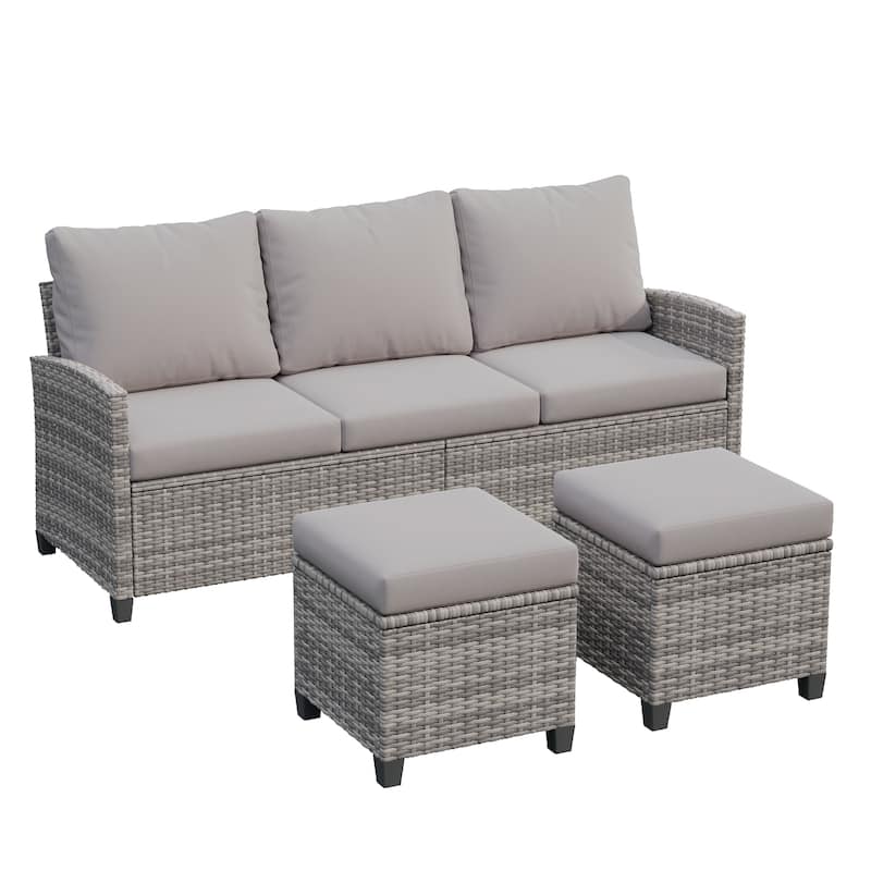 6-Piece Wicker Patio Conversation Set with Swivel Chairs