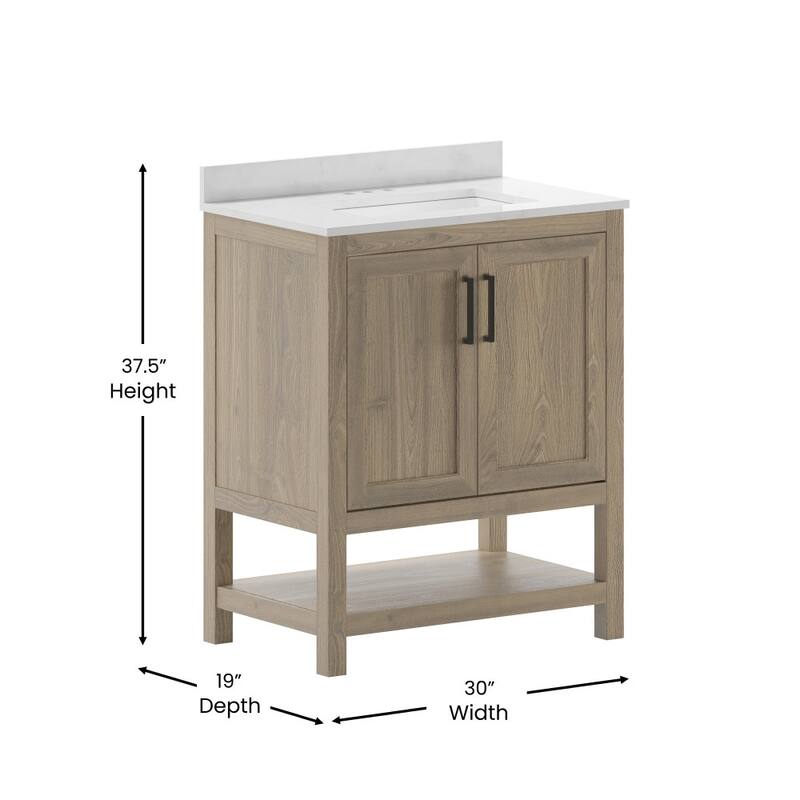 Bathroom Vanity with Undermount Sink and Open Storage Shelf