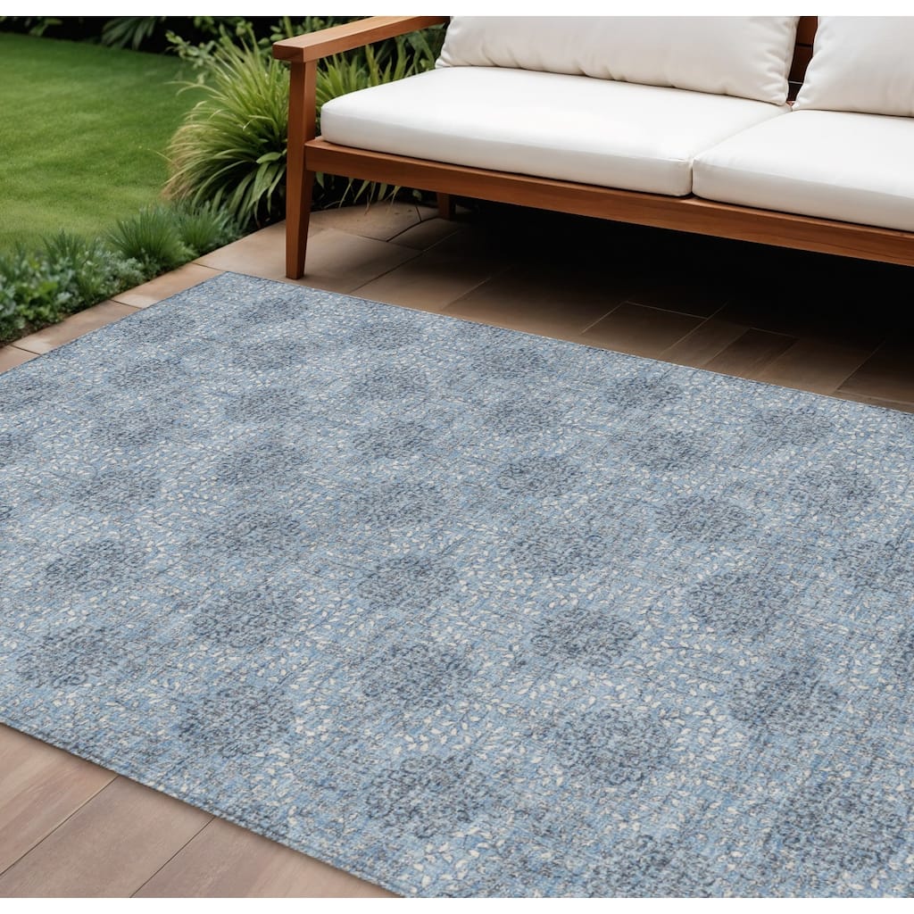 HomeRoots Damask Transitional Rectangle Outdoor Rug