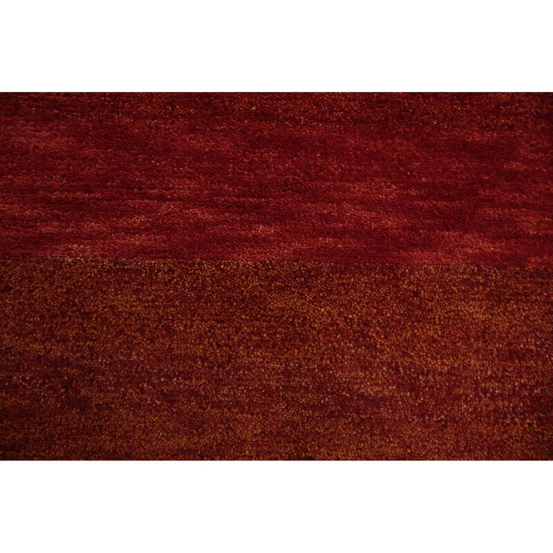 Hand Knotted Oriental 100% Wool Carpet Modern Geometric Oranges & Rust Gabbeh Area Rug - 9' 8'' X 6' 5''