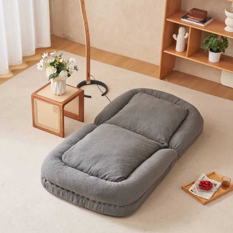 18 Sections Adjustable Triple Fold Down Sofa Bed, Adjustable Floor Couch Sofa with Pillow, Upholstered Floor Bed