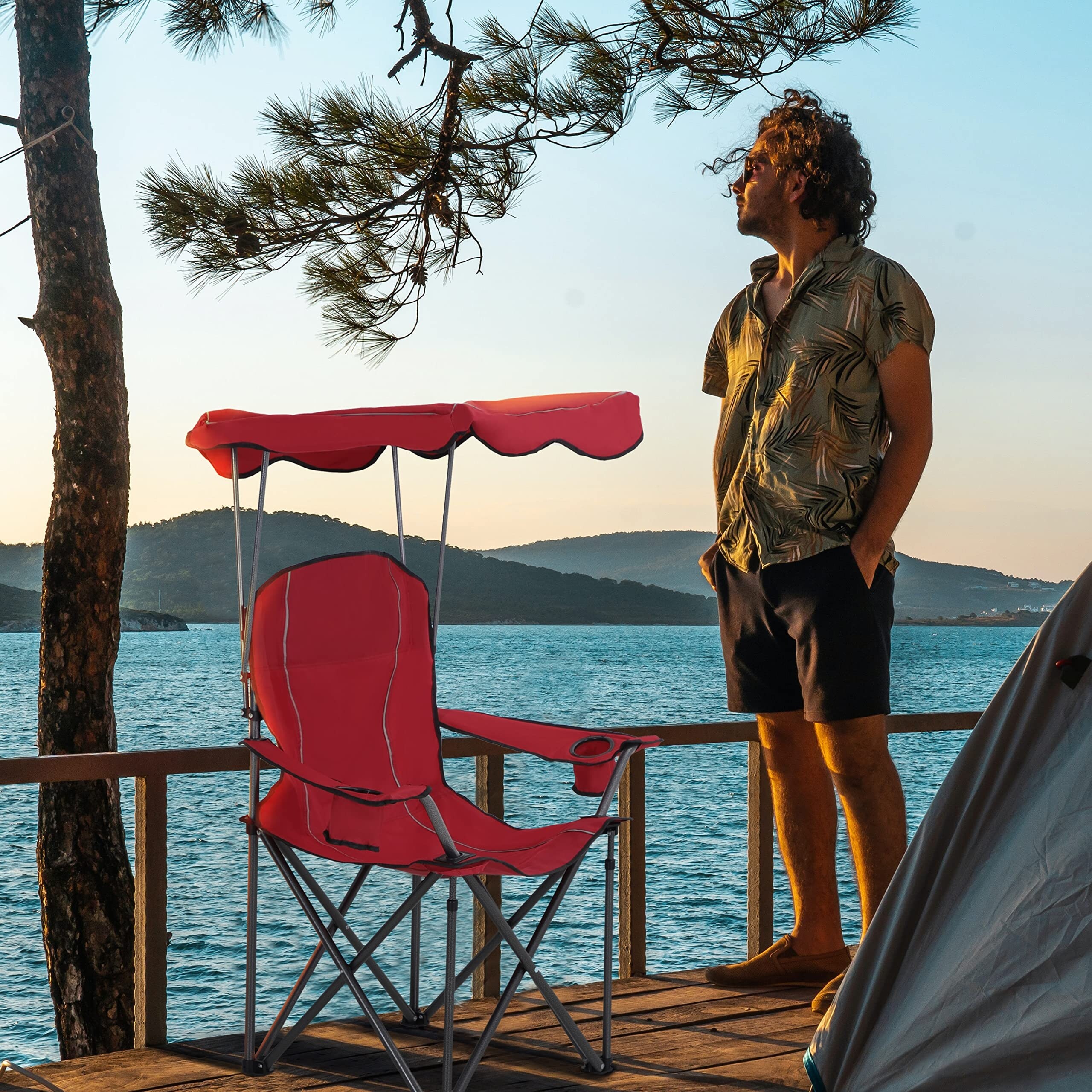 Heavy duty folding chair with canopy 2025