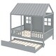 preview thumbnail 6 of 20, Full Size Wood House Bed With Twin Size Trundle