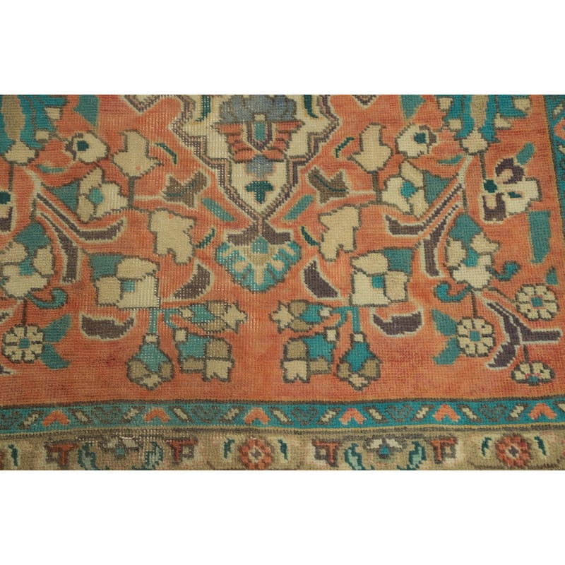 Hand Knotted Oriental 100% Wool Carpet Traditional Medallion Oranges & Rust Tabriz Area Rug - 5' 1'' X 3' 1''