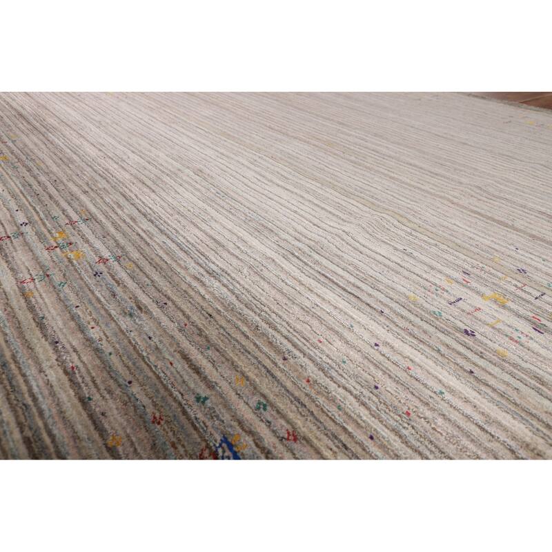 Earth Tone Gabbeh Square Area Rug Hand-Knotted Wool Carpet - 8'2" X 7'11"