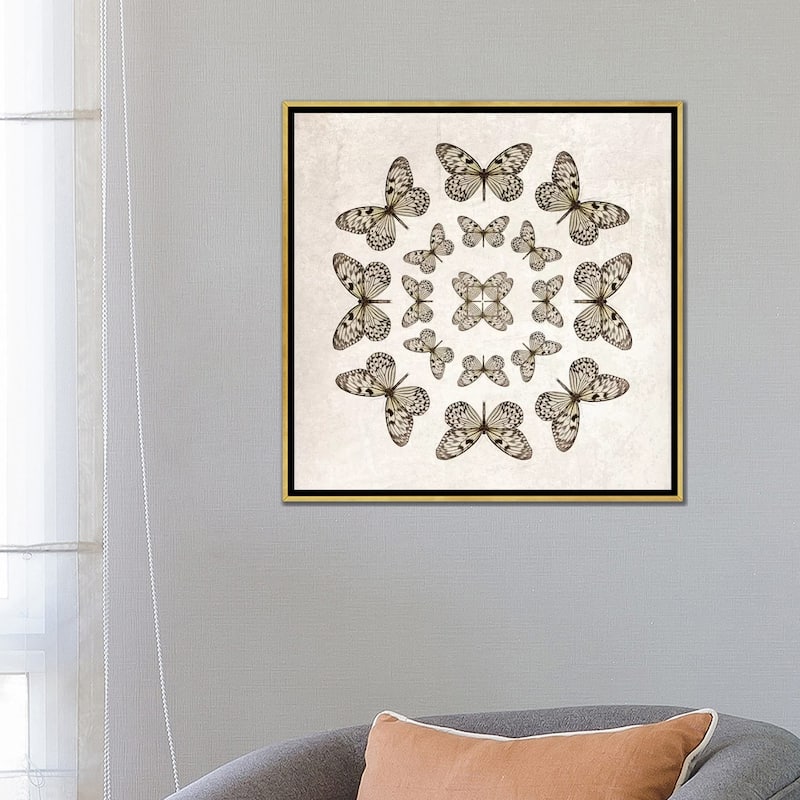 iCanvas "Rice Paper Butterfly Circles" by Alyson Fennell Framed Canvas Print