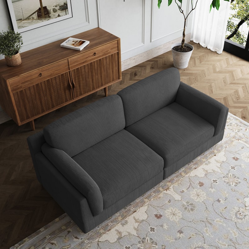 Modern 90 inch Corduroy Loveseat Deep Seat Sofa