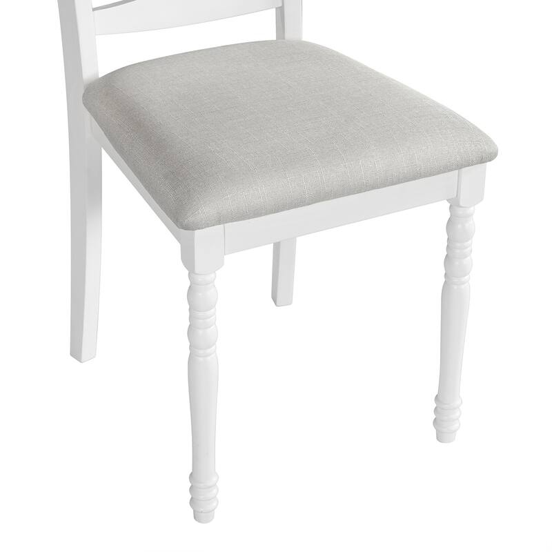 Farmhouse Linen Upholstered Dining Chairs Set of 6 with Solid Wood Legs
