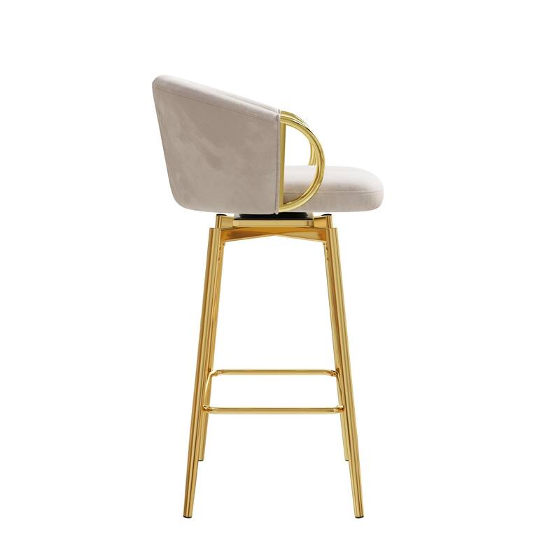Counter Height Chairs Set of 2, Velvet Upholstered Kitchen Island Chair with Back, Dining Chairs with Metal Legs