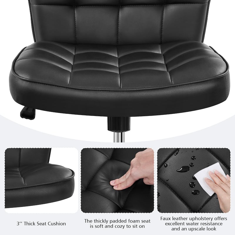 Yaheetech Modern Faux Leather Armless Desk Chair Task Chair with Chrome-finish Metal Base - N/A