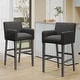 preview thumbnail 3 of 32, Armga Fabric and Rubberwood 30.5 inch Barstools (Set of 2) by Christopher Knight Home Charcoal/Gray