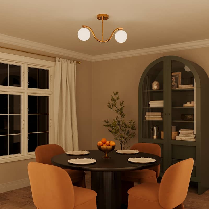 Acroma Modern Dimmable Glass Semi Flush Mount Ceiling Lighting