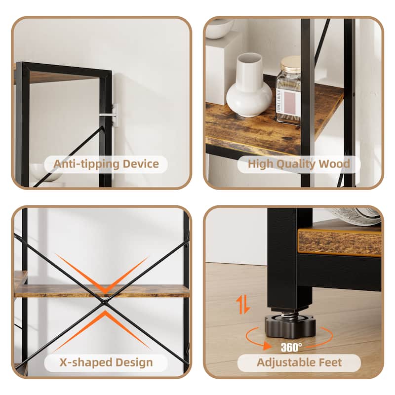 Futzca L-Shaped Corner Bookcase, 5-Tier Wood Bookshelf