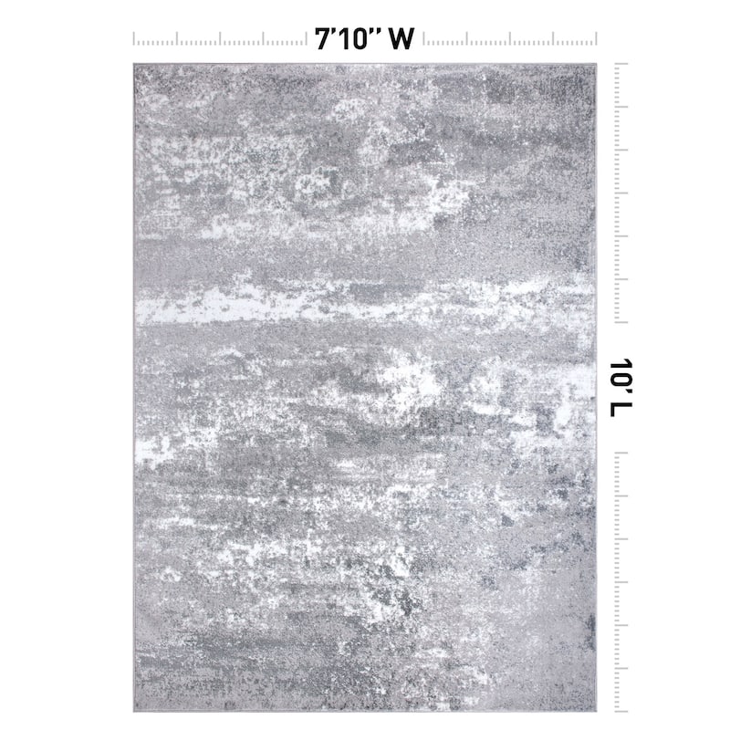 World Rug Gallery Distressed Abstract Watercolor Area Rug