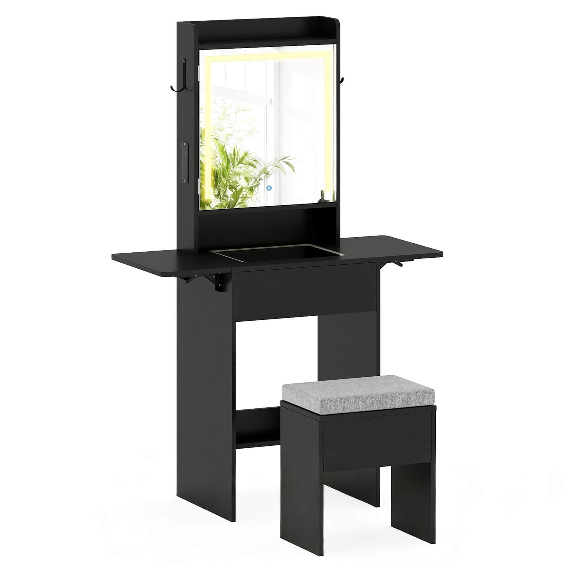 Small Space Makeup Vanity Set Compact Vanity Desk with Lighted Mirror