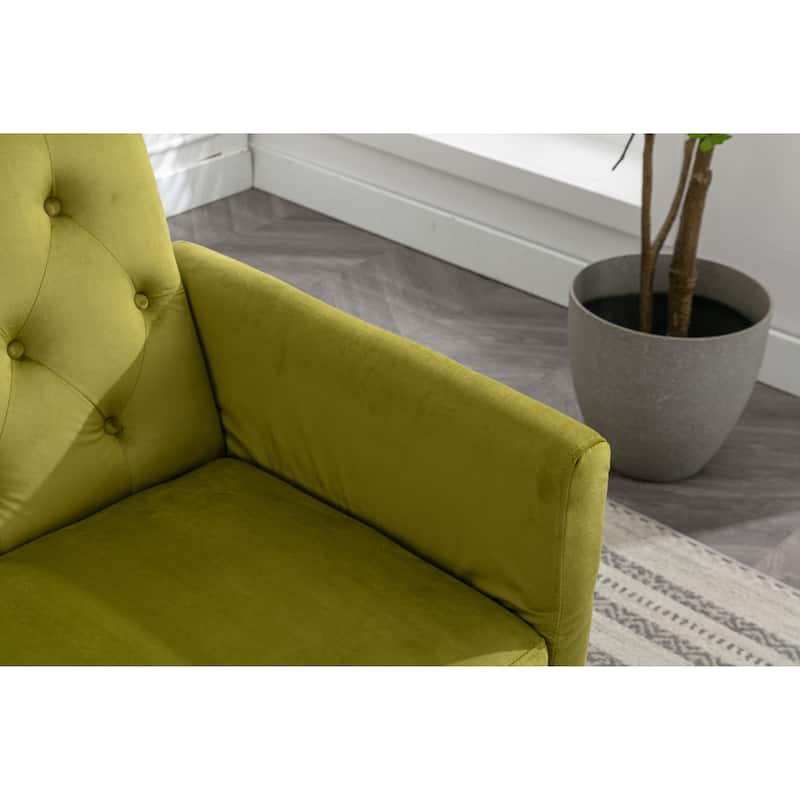 Olive Green 32.28" Tufted Accent Chair with Ottoman