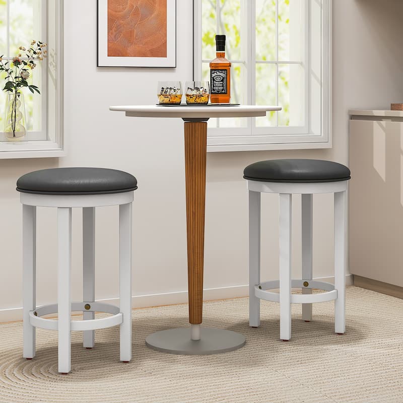 Gymax Upholstered Bar Stool Set of 4 25'' Counter Height Bar Chairs w/
