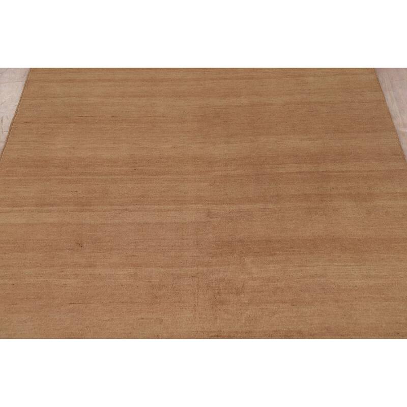 Light Brown Modern Gabbeh Oriental Area Rug Hand-Knotted Wool Carpet - 6'7" x 9'10"
